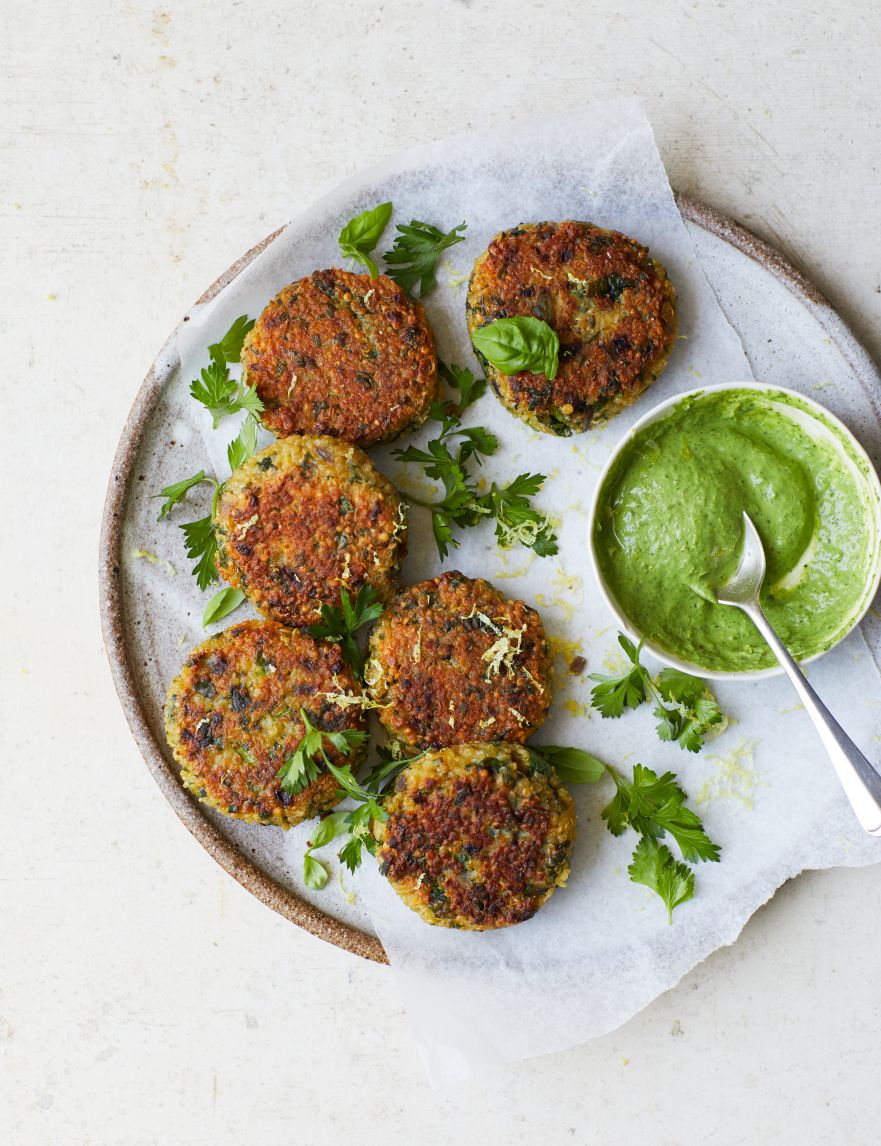 Melissa Hemsley’s Quinoa Cakes with Chimichurri Yoghurt | Great British ...