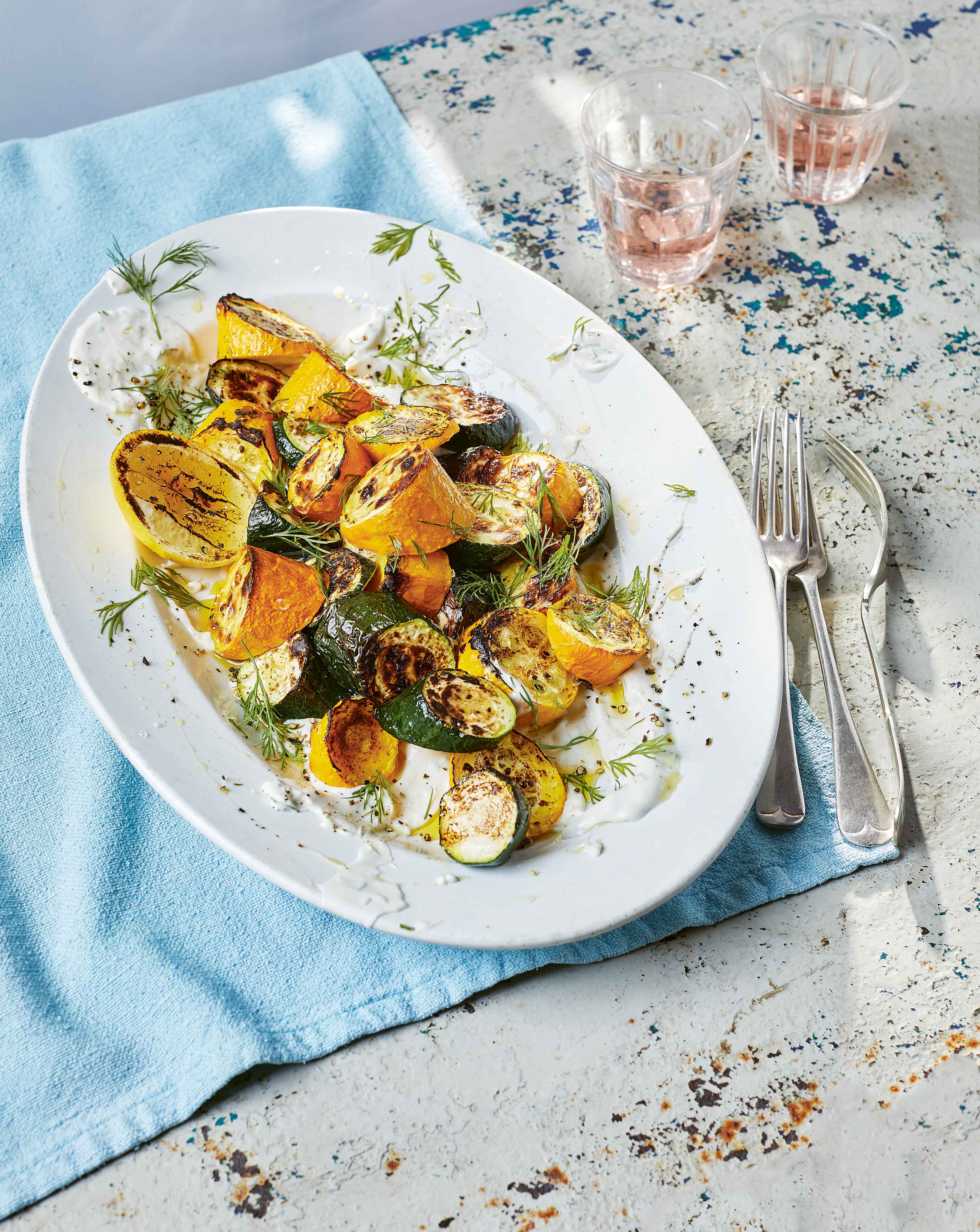 Charred Courgettes with Lemon & Dill Salad