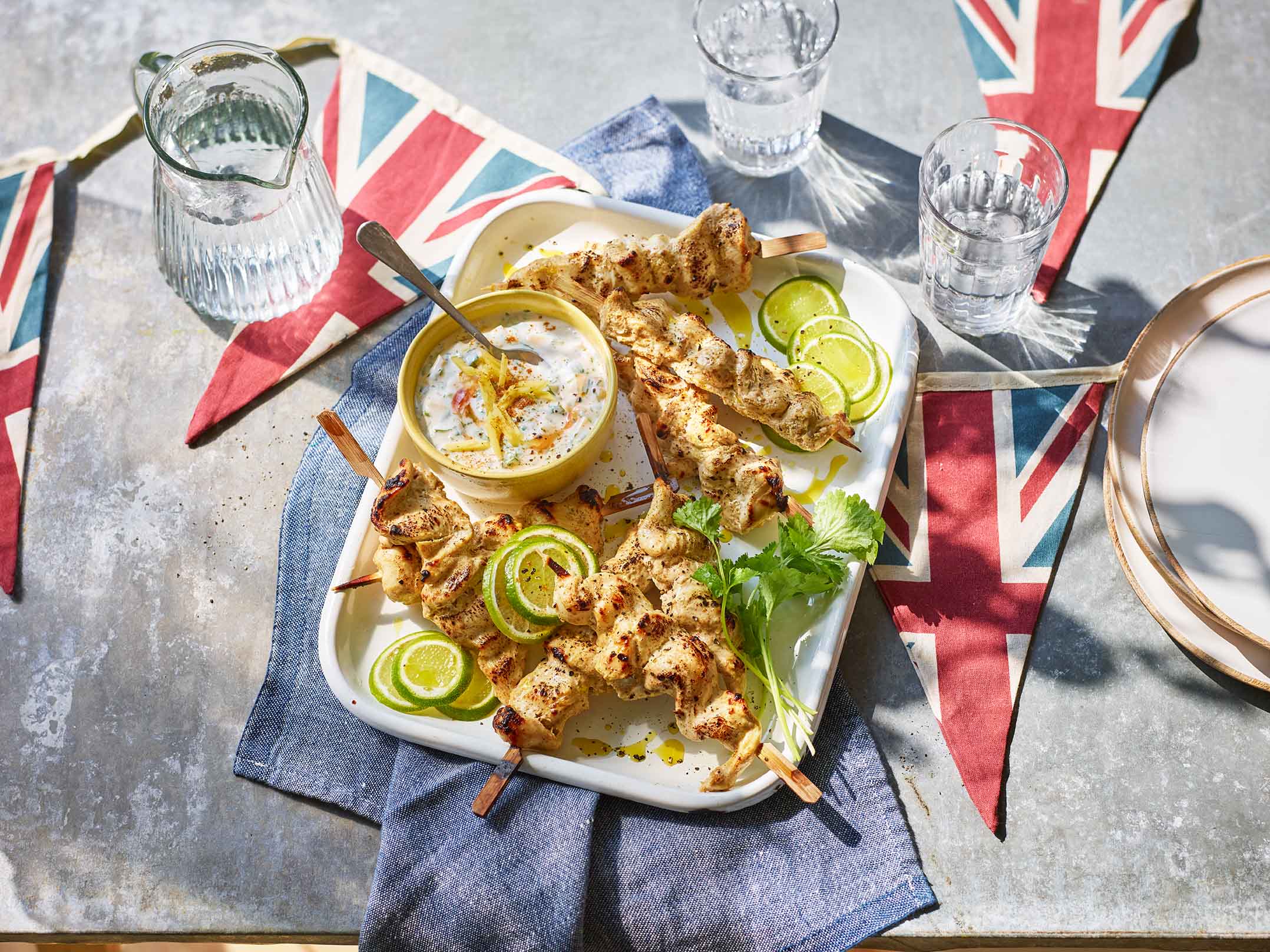 Coronation Chicken Skewers with a Mango Dipping Sauce