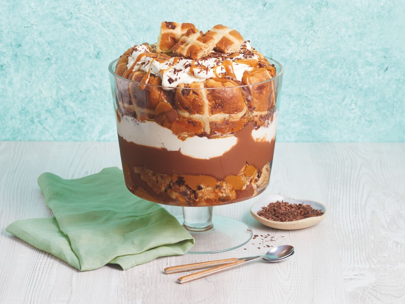 Salted Caramel & Chocolate Hot Cross Bun Trifle