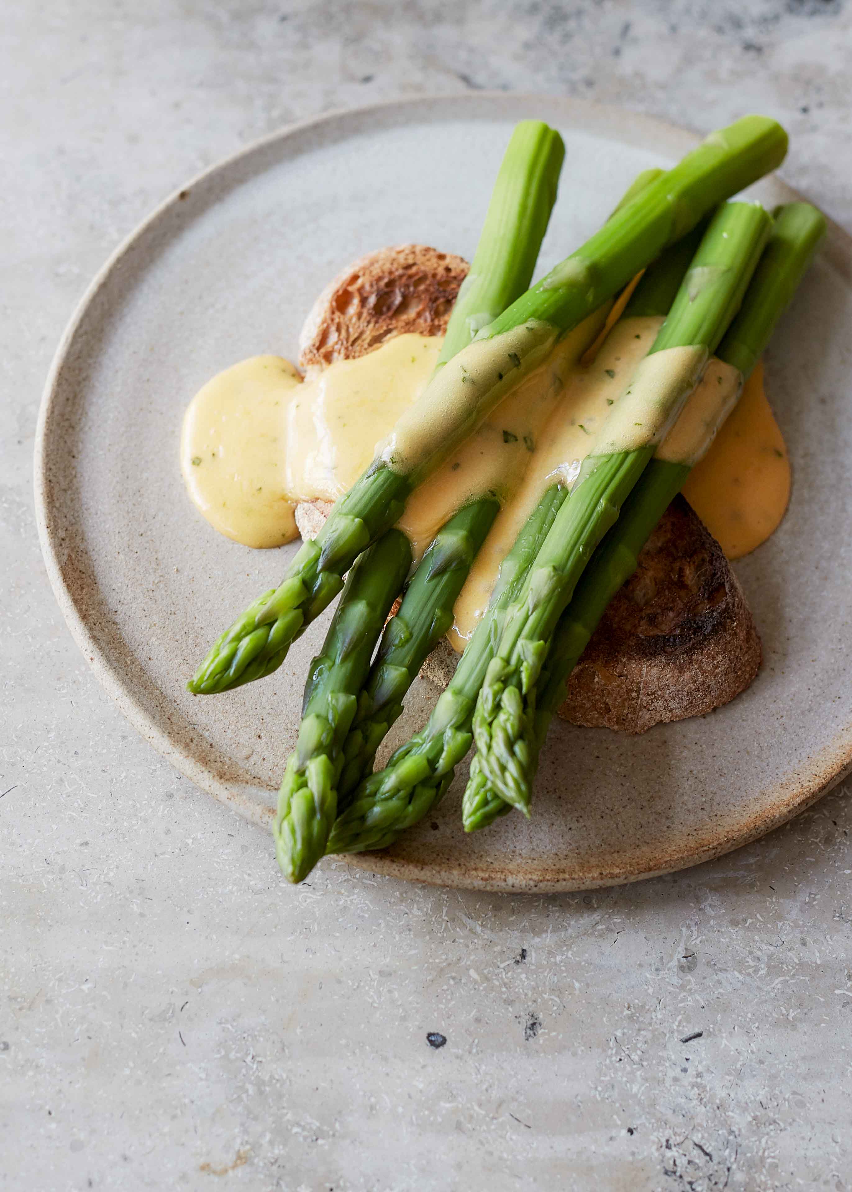 Asparagus with Tarragon Hollandaise on Toast