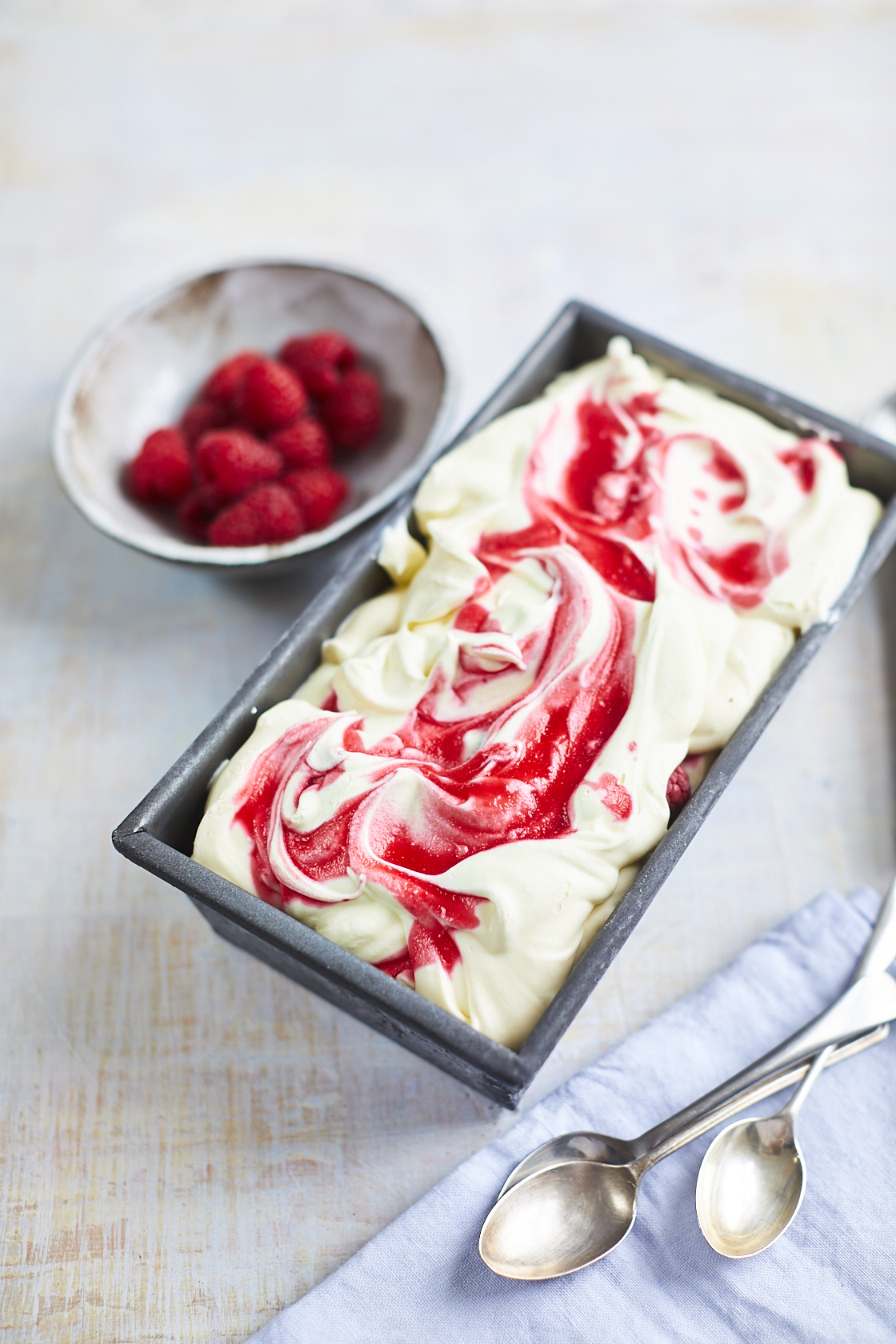 No Churn Easy Raspberry Ripple Ice-Cream