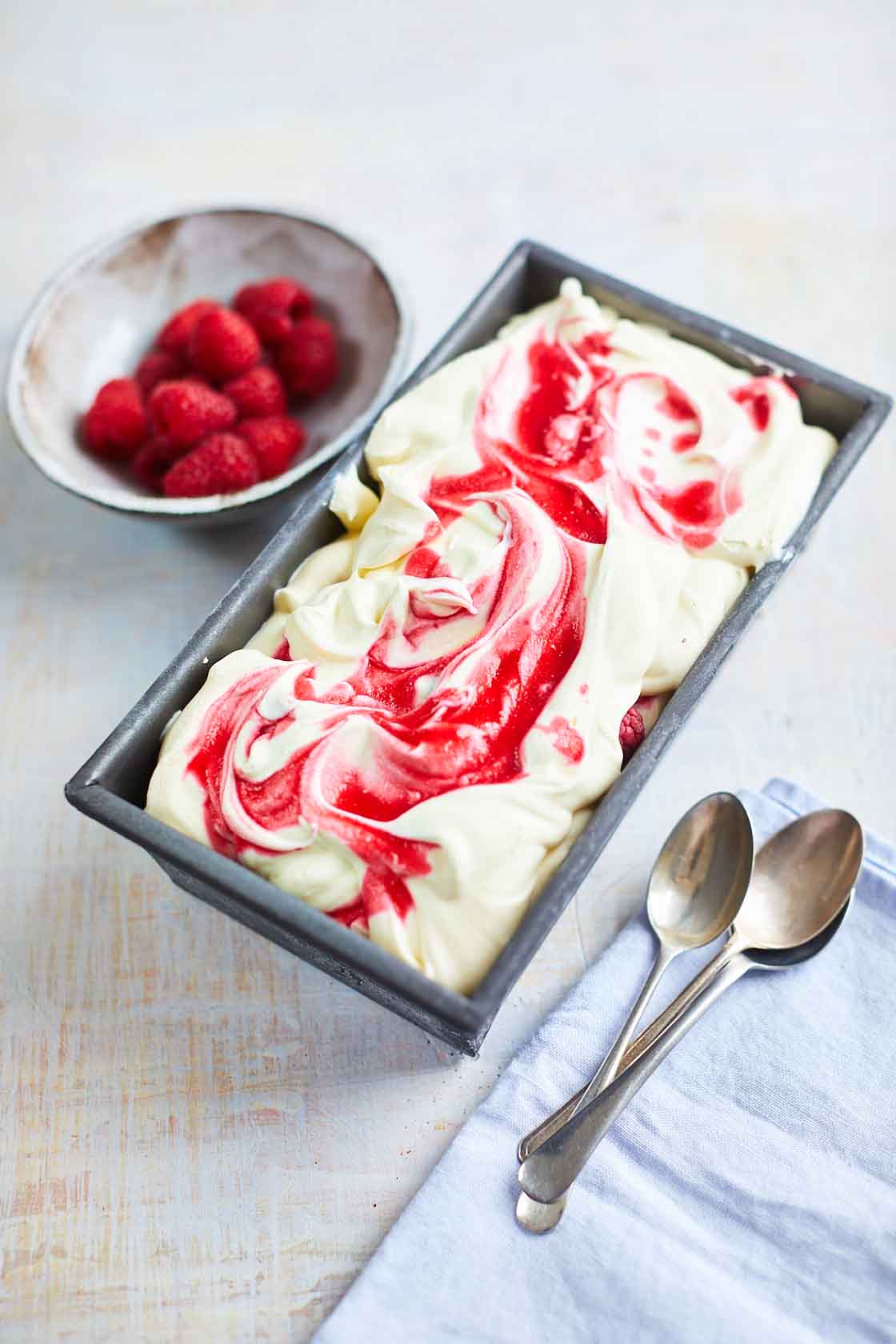 Easy No-Churn Raspberry Ripple Ice Cream