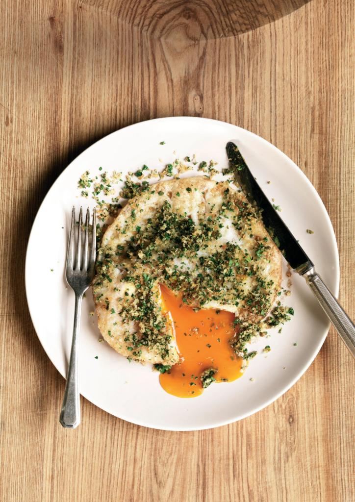 Fried Goose Egg with Caper & Lemon Crust