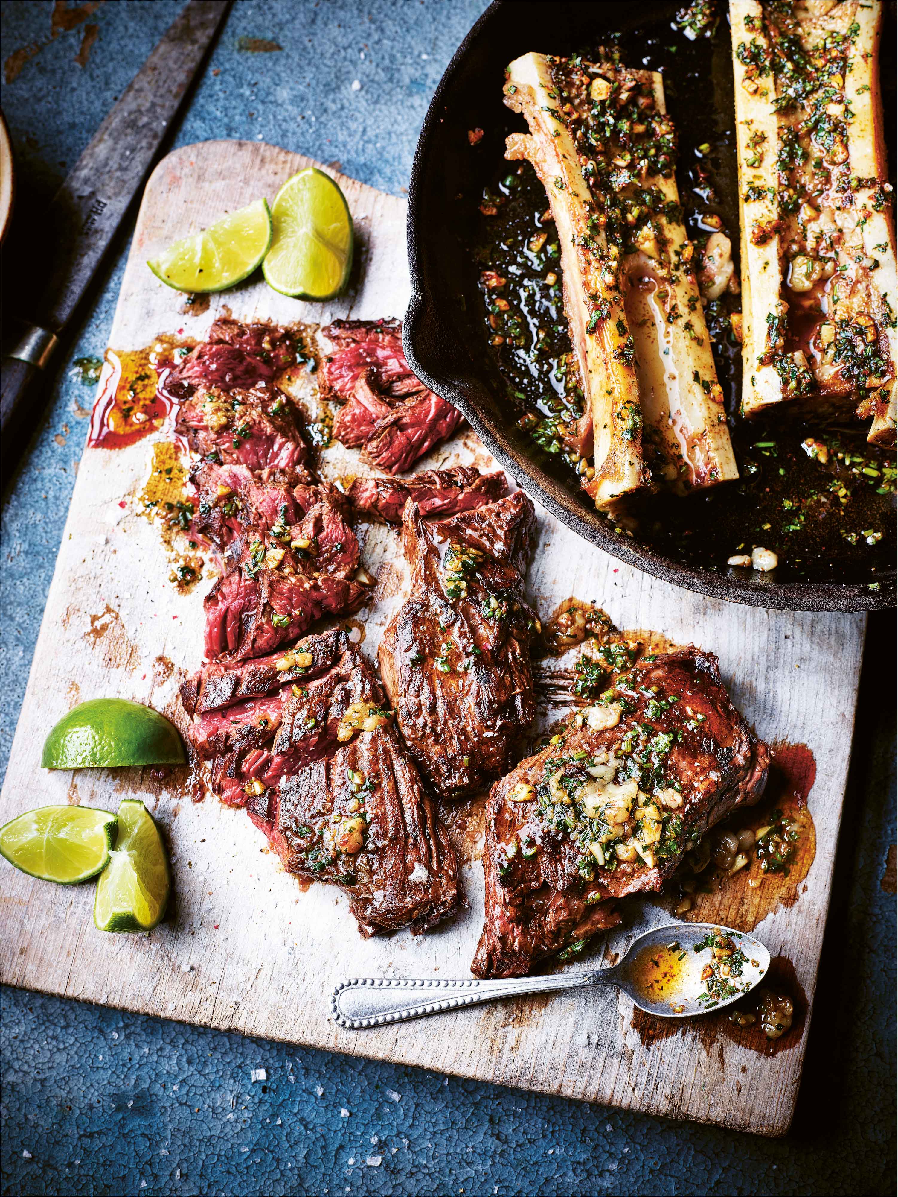 Hanger Steak with Spiced Bone Marrow