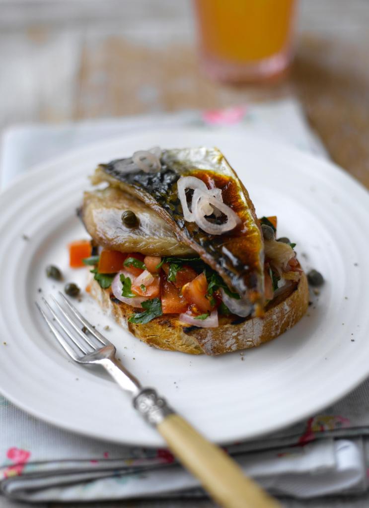 Mackerel with Herby Tomato & Shallot Salsa on Toast