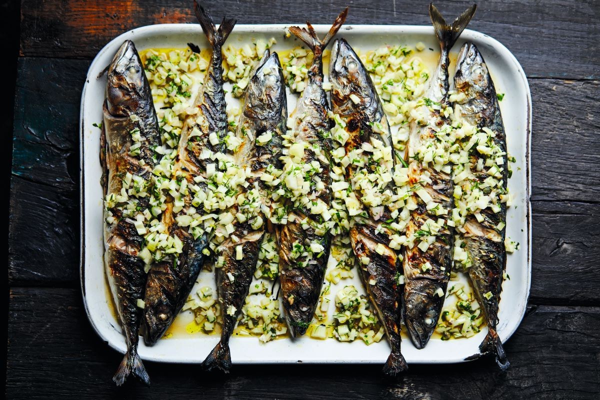 James Whetlor’s Barbecued Mackerel with Fennel Dressing