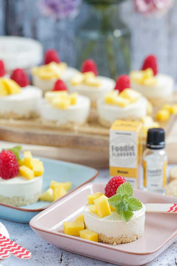 Vegan No-Bake Mango Cheesecakes