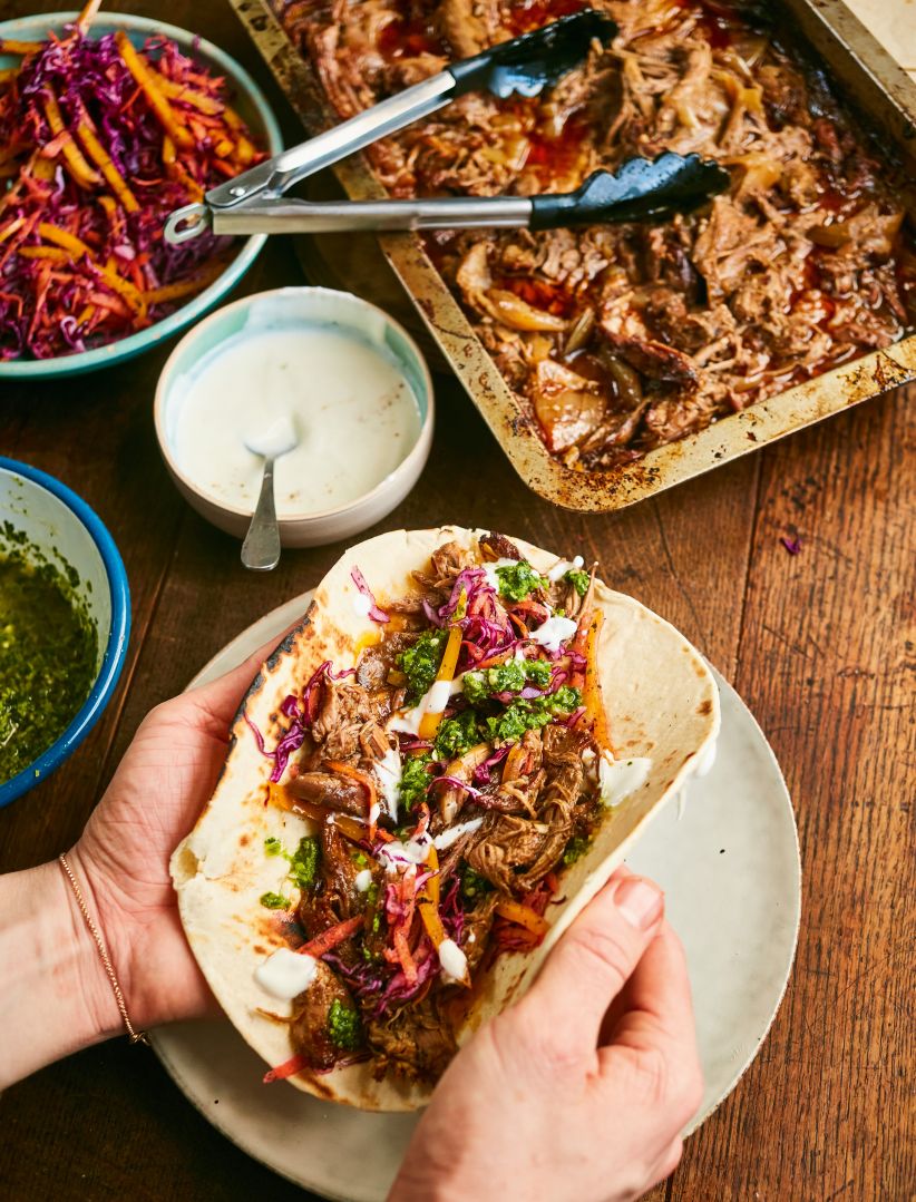 Slow-Cooked Spiced Lamb Shoulder with Winter Slaw & Zhoug