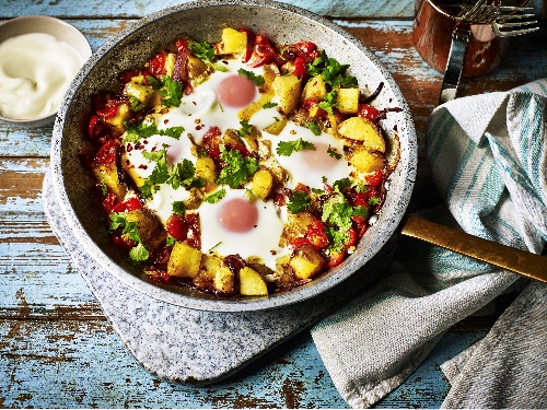 Spiced Baked Eggs With Potatoes