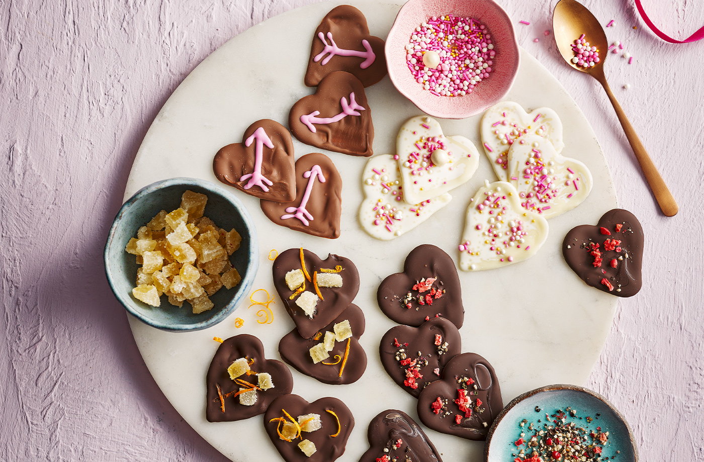 Decorated Chocolate Hearts