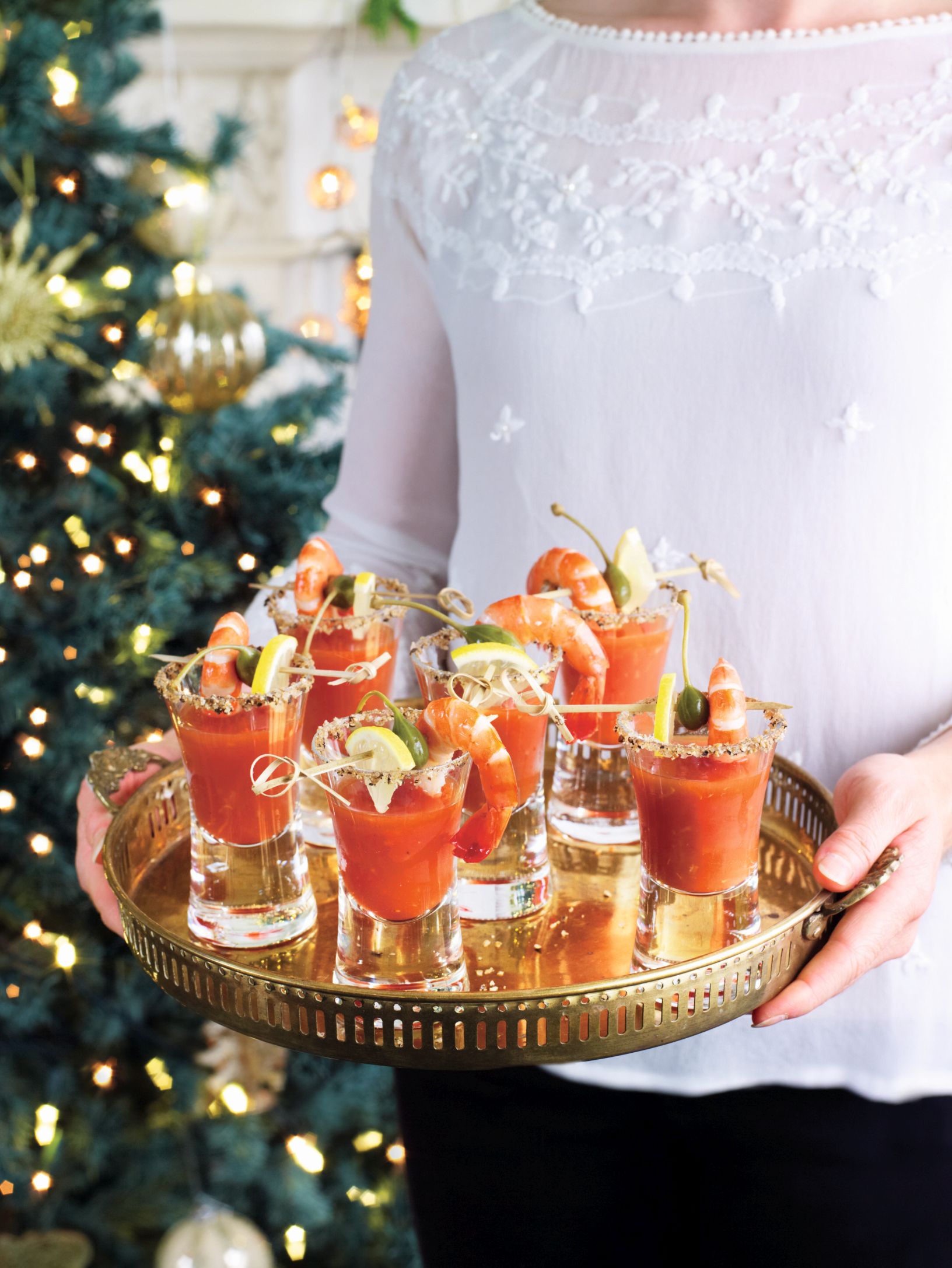 Bloody Mary Prawn Shots