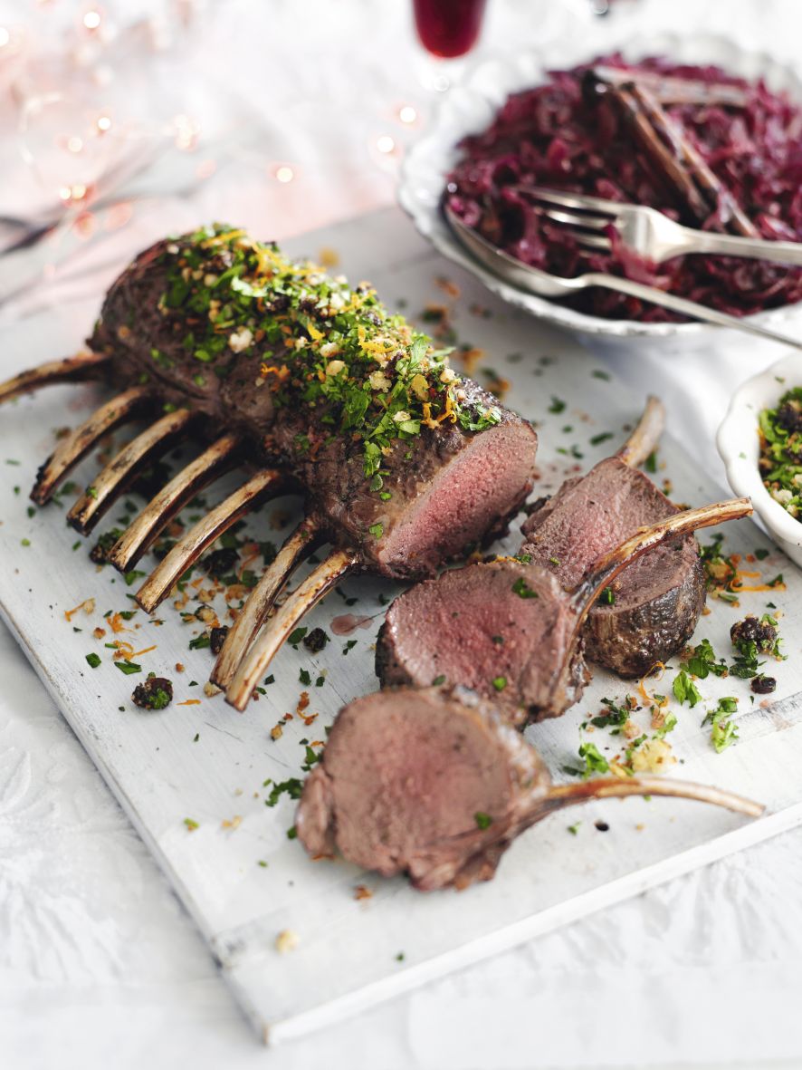 Roast Rack of Venison with Cherry and Clementine Crumb