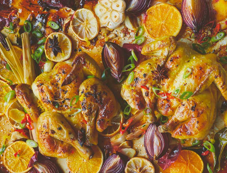 Roast Poussin with Lemon, Orange & Garlic