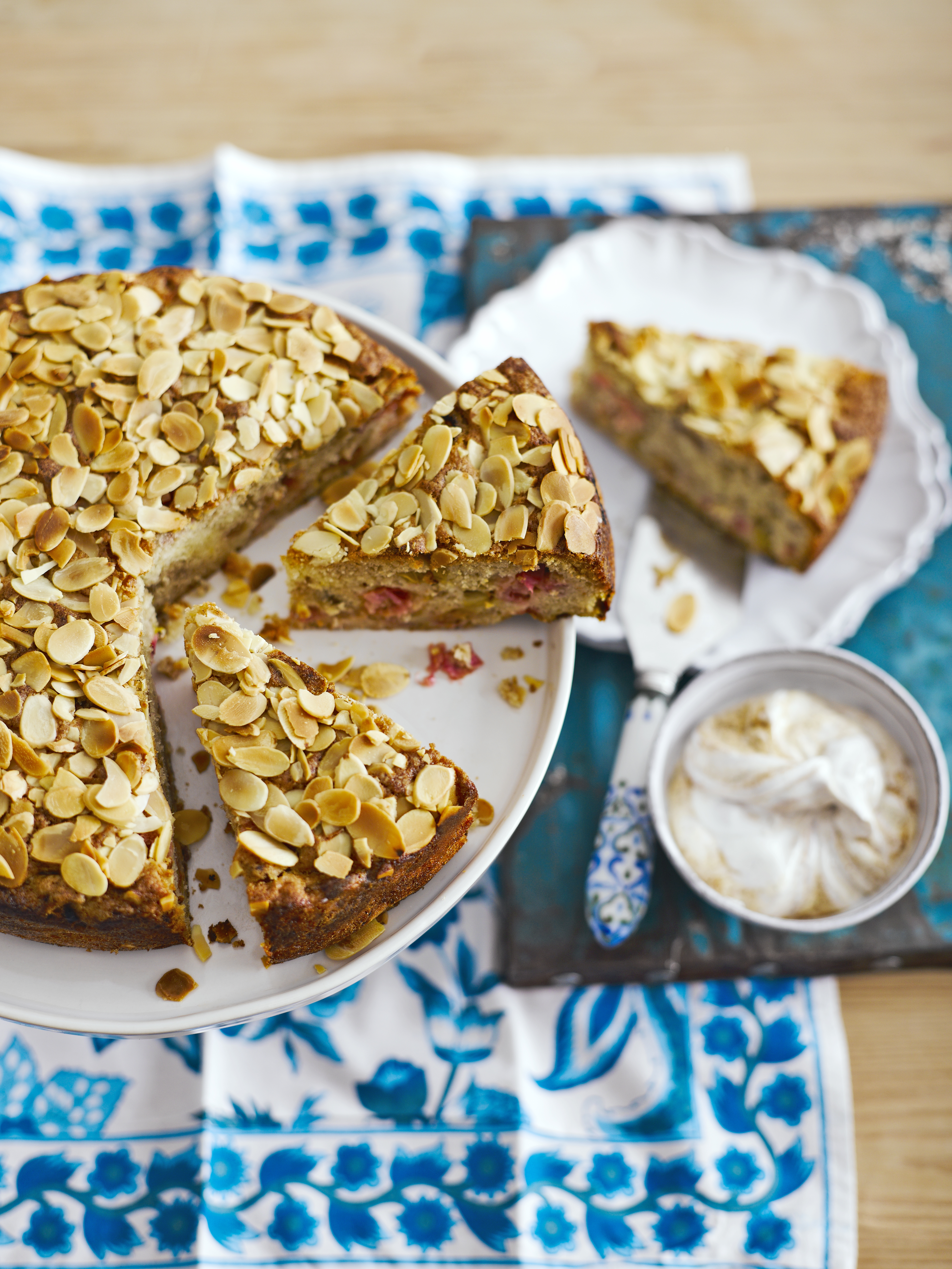 Spiced Rhubarb Cake with Cinnamon Cream