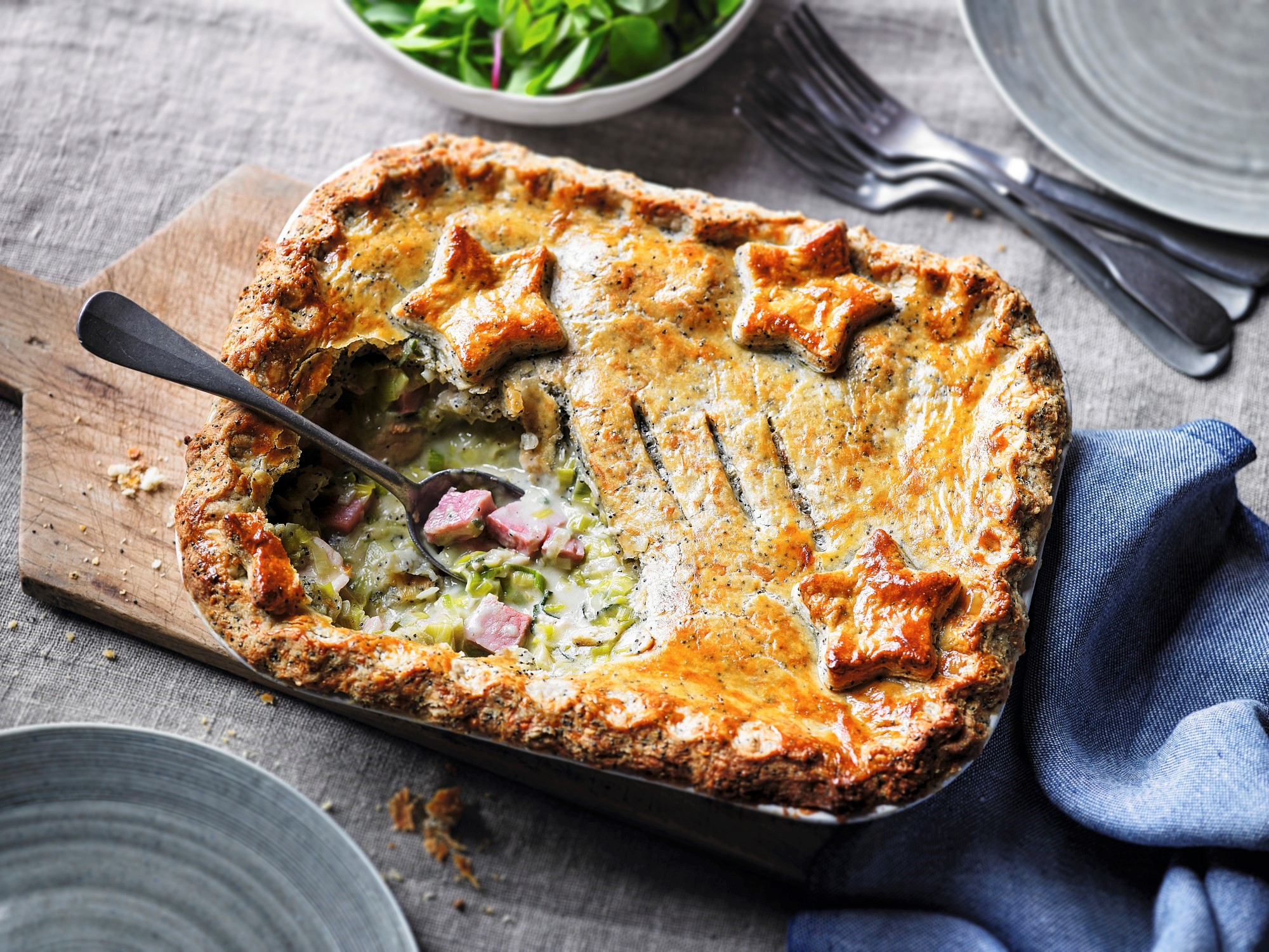 Turkey, Ham & Leek Pie