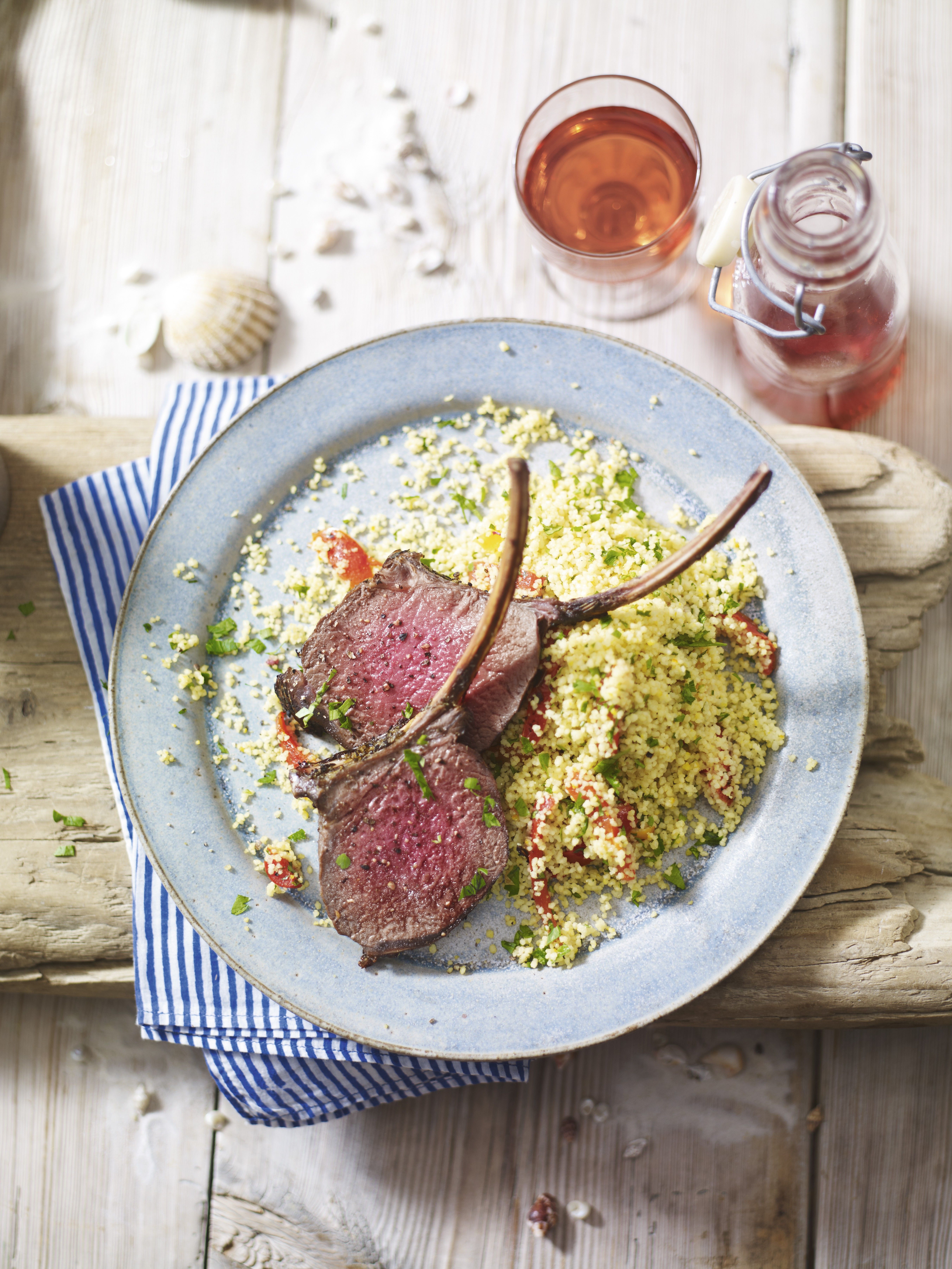 Venison Racks with Saffron & Roasted Pepper Couscous