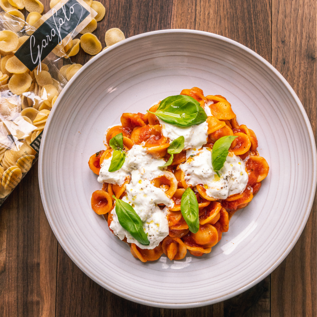 Garofalo Orecchiette Pasta with San Marzano Tomatoes & Burrata