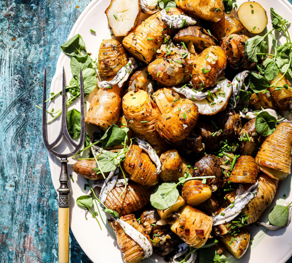 James Strawbridge’s Hasselback Potato and Anchovy Salad