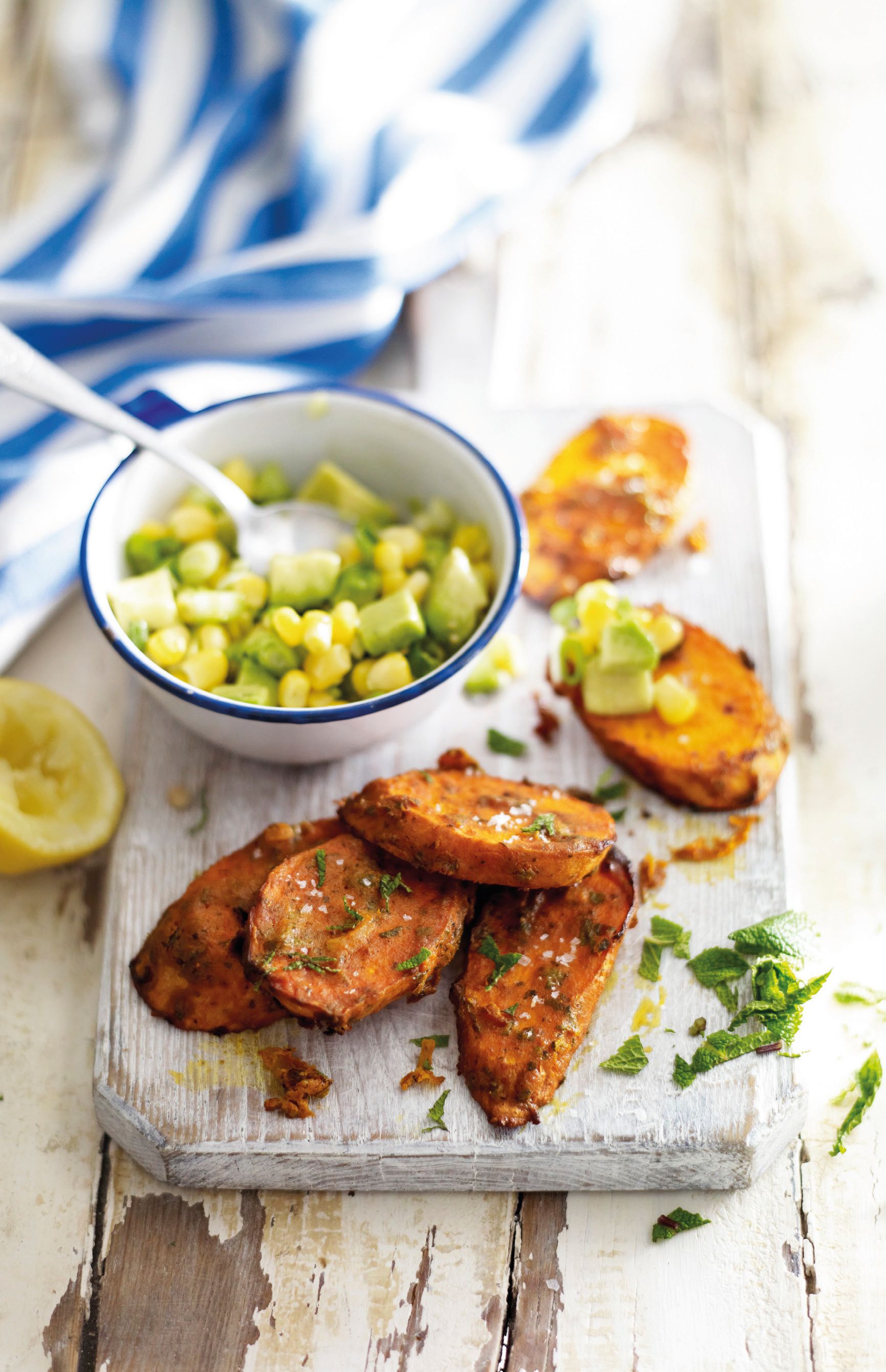 Curried Sweet Potato with Sweetcorn & Avocado Salsa