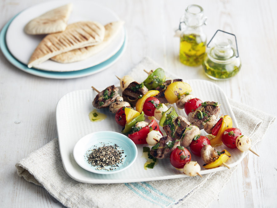 Minty lamb and onion kebabs