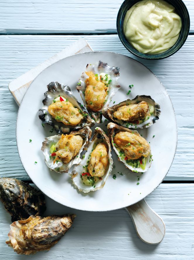 Tempura Oysters with Wasabi Mayonnaise