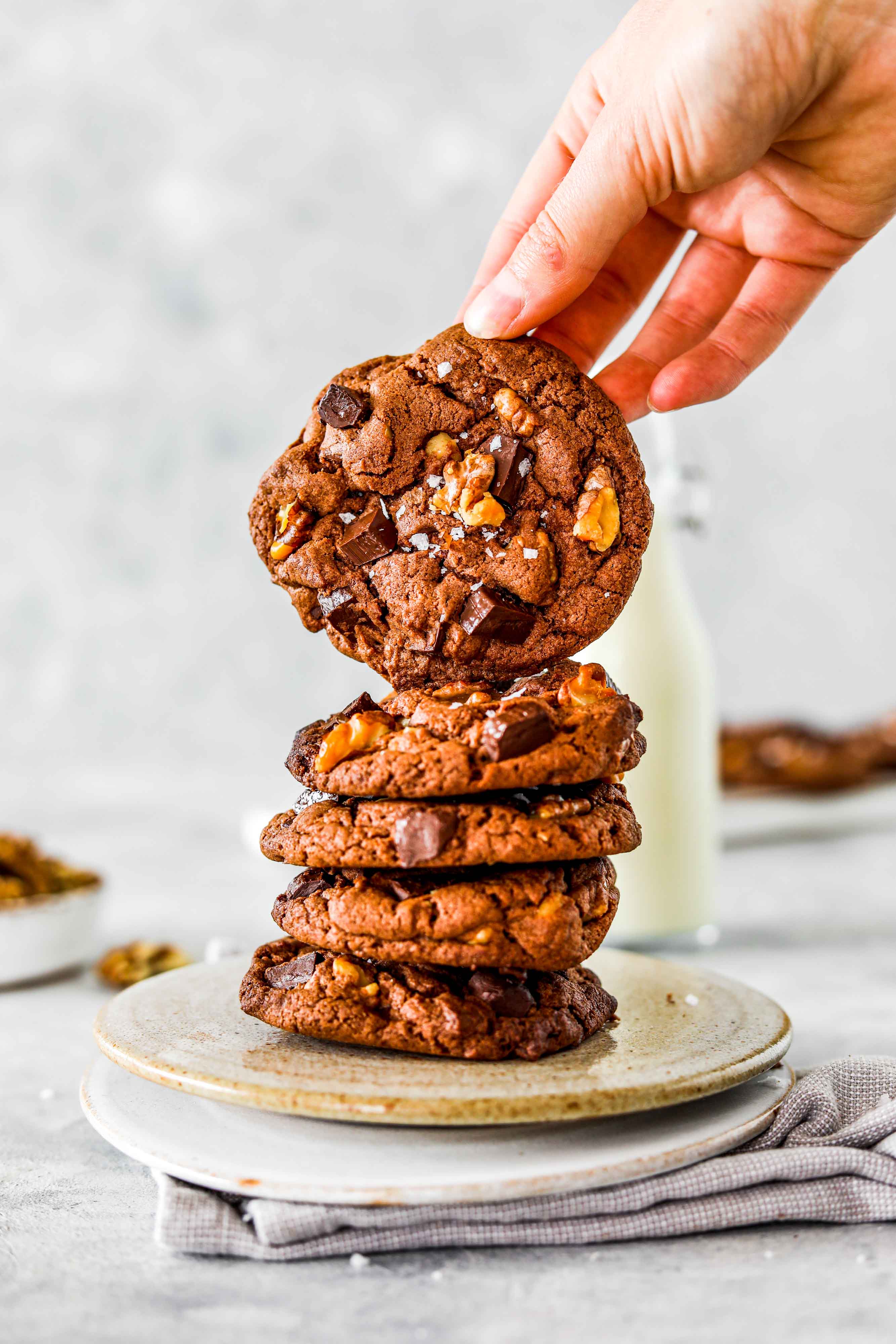 Chocolate Brownie Walnut Cookies